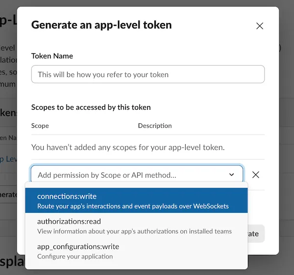Generating App level token