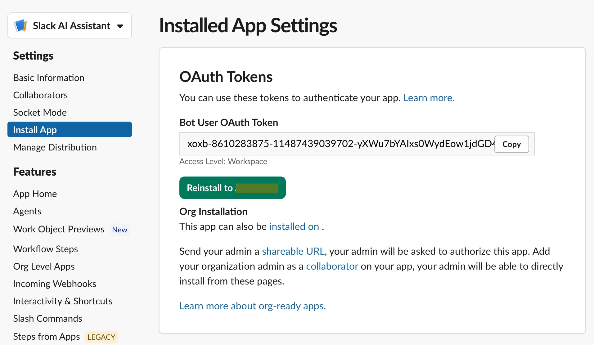 Generating Bot User token