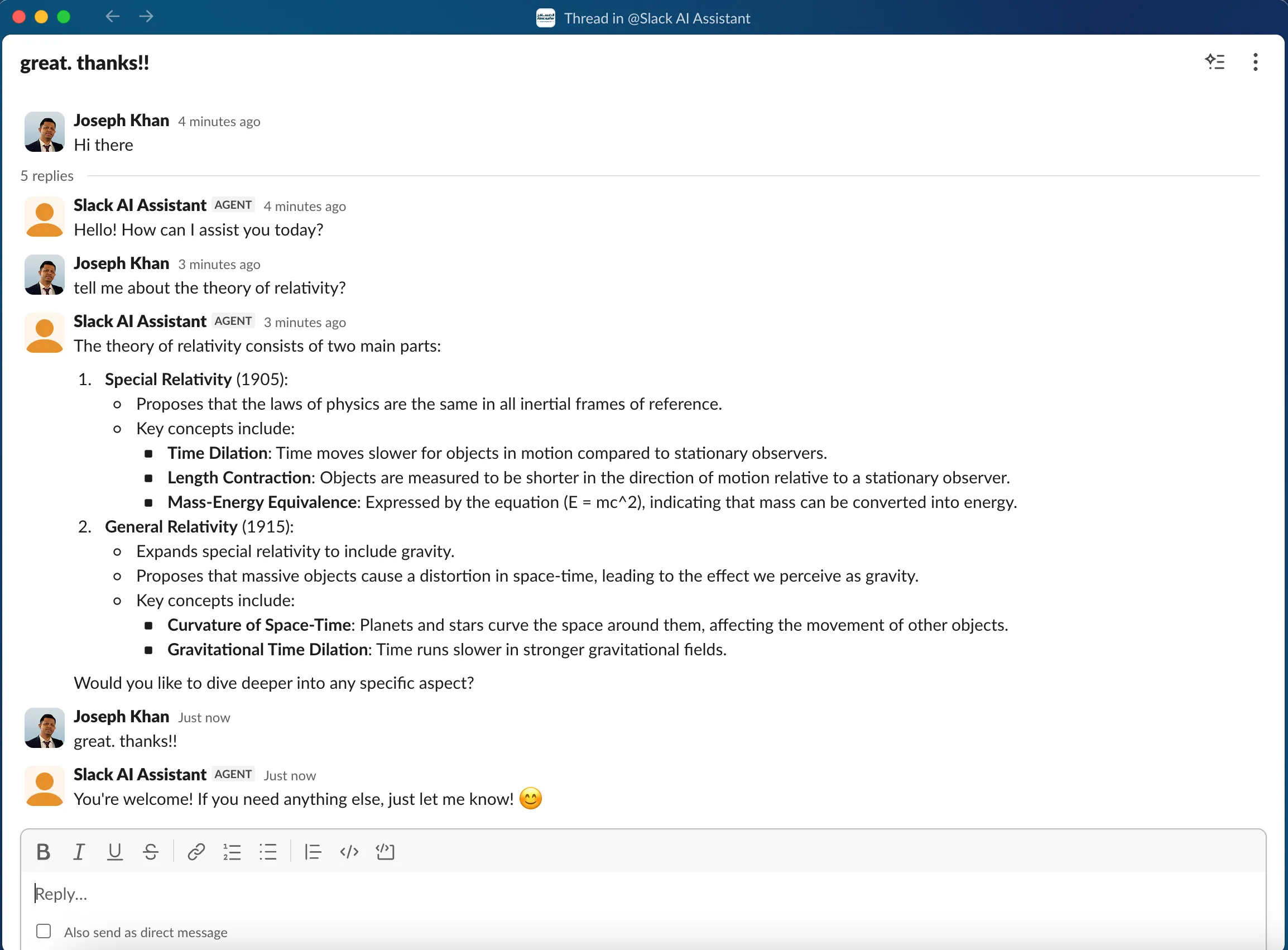 Demo app showing our Slack AI assistant built using NodeJS and Bolt SDK.